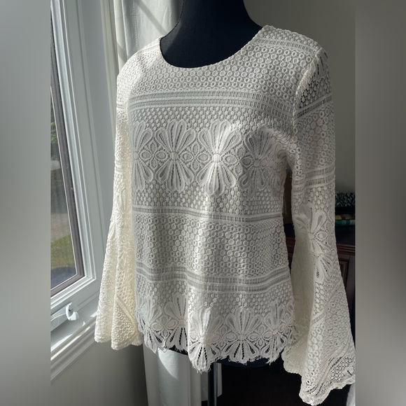 Anthropologie Luna Moon/EUC Elegant White Lace Women's Top Sz S - Picture 1 of 7